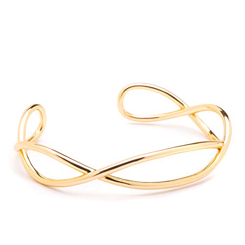 Timeless 18K Gold Vermeil Bracelet for Women, Hypoallergenic Nickel-Free Charm, Durable Everyday Jewelry Gift Tarnish-Resistant - style: Sophia Open Cuff Bracelet