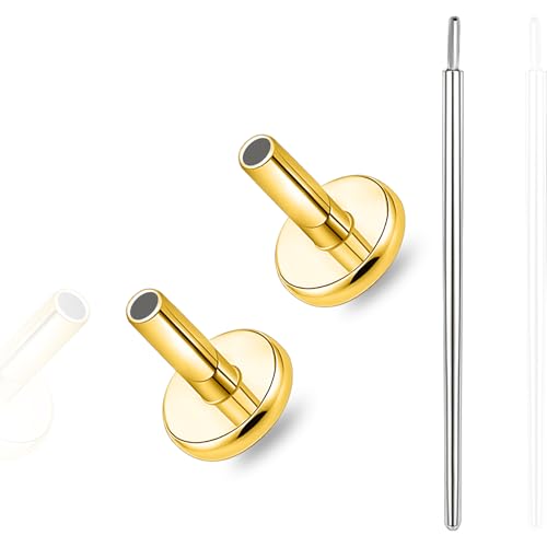 limerencia Titanium Threadless Bar Post for Tragus Body Piercing,16G/18G/20G Press Fit Flat Back Stud Earrings Push in Post Replacement Medusa Helix Couch Piercing Jewelry for Women Men(A Pair) - color: gold tone, size: 16G-5mm