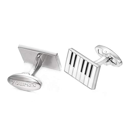 Yoursfs Novelty Sunflower/Love Knot/Architect Cufflinks for Men Funny Stainless Steel Cufflinks Personalized Cuff links Wedding Gift Fashion Jewelry - style: Piano Key Cufflinks
