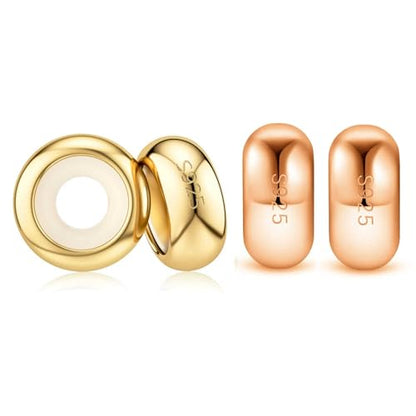 DALARAN Stopper Beads for Bracelets 925 Sterling Silver Clip Spacer Charm Bracelet Stoppers - style: rosegold gold charms-4