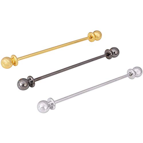 3PCS Copper Collar Bar Shirt Tie Necktie Pins Clip Clasp Lapel Stick Brooch Barbell Screw Cravat Pin - color: Ball