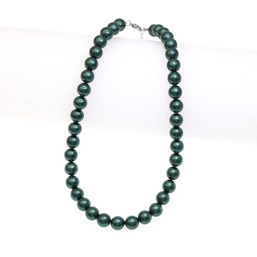 Long Simulated 10mm AAA Pearl Strand Necklace for Women Multicolor Pearl Choker Necklace 1920s Pearl Statement Necklace Costume Jewelry - color: 10mm Emerald