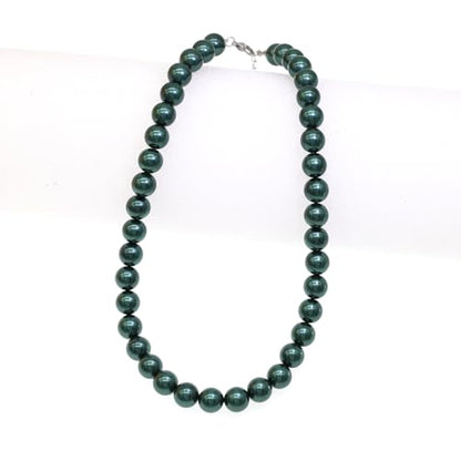 Long Simulated 10mm AAA Pearl Strand Necklace for Women Multicolor Pearl Choker Necklace 1920s Pearl Statement Necklace Costume Jewelry - color: 10mm Emerald