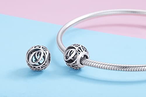 Letter Charms 925 Sterling Silver Initial A-Z Bead Charms | For Bracelets Necklaces, Hypoallergenic,Cubic Zirconia Alphabet Beads, Personalized Gifts for Women - color: O