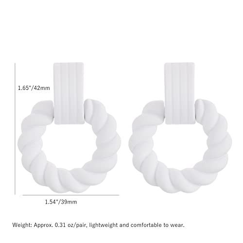 RUOFFETA Rectangle Earrings for Women, Acrylic Square Earrings Twisted Geometric Statement Jewelry - color: White Round