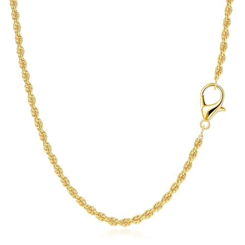 BAYLAY Gold Necklace for Women, Gold Chain for Women | 18K Gold Plated, Dainty Gold Necklace for Women, Necklace Chain, Gold Jewelry, Gifts, Size 16/18/20/22/24/26 Inch - size: 18, style: Double Buckle Chain