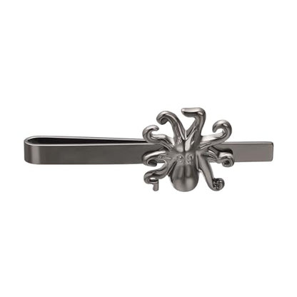 Silver Tie Clip for Mens Stainless Steel Novelty Feather Bat Bee Tie Bar Suitable For Necktie Bar Clip - style: Black Octopus Tie Clip