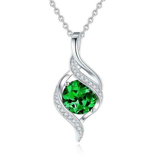 FANCIME Birthstone Necklace for Women Jewelry Gift for Her | Infinity Love Pendant Sterling Silver, Birthday Gift for Women, Adjustable 16+2" - color: 05 - Created Emerald