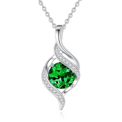 FANCIME Birthstone Necklace for Women Jewelry Gift for Her | Infinity Love Pendant Sterling Silver, Birthday Gift for Women, Adjustable 16+2" - color: 05 - Created Emerald