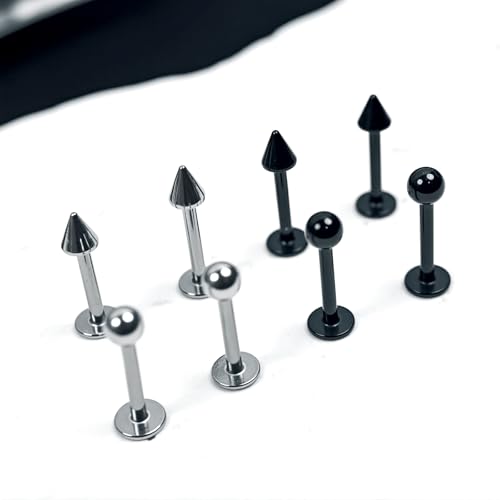 34Pcs 16G Lip Rings Stainless Steel Labret Jewelry Lip Barbell Spike Snake Bite Piercing Jewelry Horseshoe Septum Nose Ring Cartilage Tragus Helix Earrings Studs