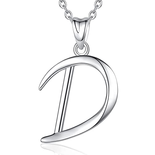 EUDORA Sterling Silver Initial Necklaces for Women, Classic 26 Letter Neckless Gifts for Girls, Sister, Mother Daughter, 18 inch Chain - style: D