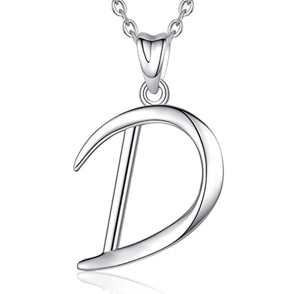 EUDORA Sterling Silver Initial Necklaces for Women, Classic 26 Letter Neckless Gifts for Girls, Sister, Mother Daughter, 18 inch Chain - style: D