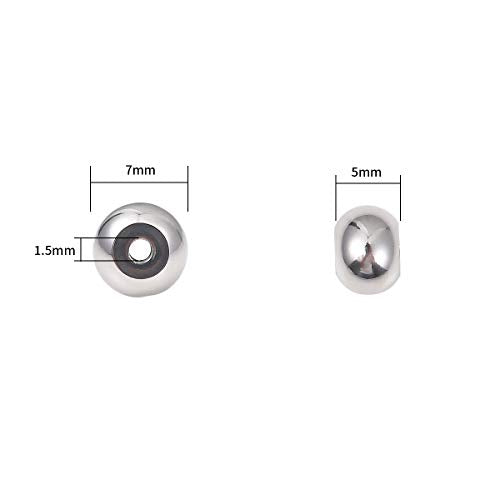 Stainless Steel Spacer Beads 7x5mm Rondelle Loose Charm Caps Beads for DIY Jewelry Making 100pcs with 1.5mm Hole - color: 7x5mm 1.5mm