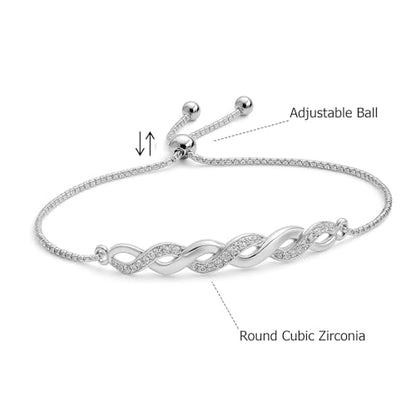 Charmsy 925 Sterling Silver Sliding Bolo Bracelet for Women | Women's Italian Handmade Adjustable Bolo Bead Ball Slider Bracelet - style: Infinity Twisted Bolo
