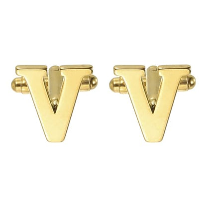 PATIKIL Initial Cufflinks, Classic Alphabet Stainless Steel Men Cuff Links 26 Letters A-Z with Box for Men Father Husband Weddings Gift Business Birthday - style: Letter V