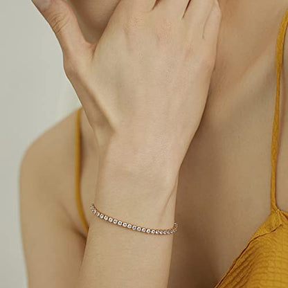 HAXIYA Tennis Necklace Bracelet for Women, Sterling Sliver Jewelry Set, Silver/Gold Chocker Necklace, Crystal Bracelet for Women, Wedding Jewelry for Bride, Sparkly Party Prom Hypoallergenic - color: Classic Set of 3 - Gold