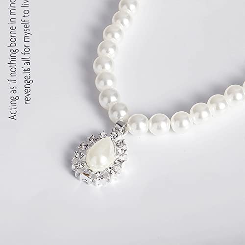 tenghong2021 Fashion Classic Faux Pearl Jewelry Set Necklace Bracelet Earrings for Women Best Gift - color: White water drop
