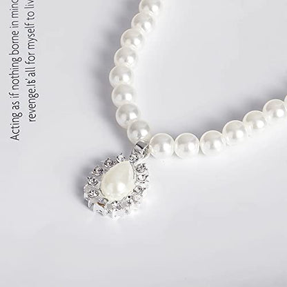 tenghong2021 Fashion Classic Faux Pearl Jewelry Set Necklace Bracelet Earrings for Women Best Gift - color: White water drop