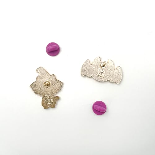 Enamel Pin for Backpack, Bag, Lapel, Kawaii Button Collector - style: Cat & Bat