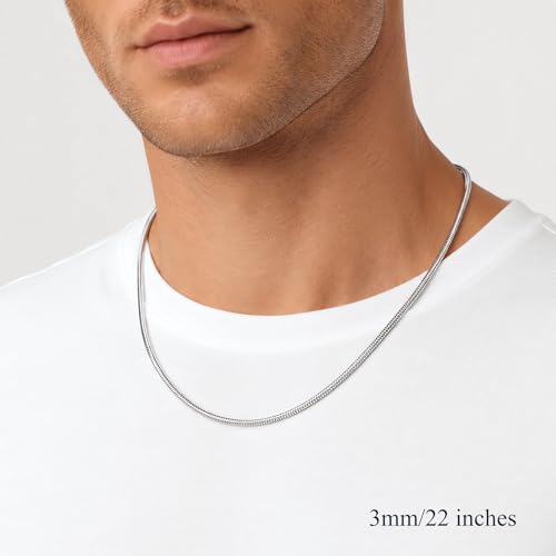 3mm Stainless Steel Silver Diamond Cut Square Snake Chain Necklace Jewelry for Men
