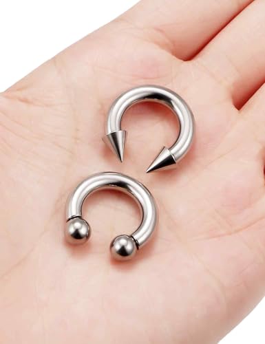 ASTM F136 Titanium 20/18/16/14/12/8/6/4/2g Internally Threaded Horseshoe Nose Septum Ring Gauge Earrings Lip Rings Prince Albert Jewelry Hoop Piercings for Women Men - size: 6g*12mm
