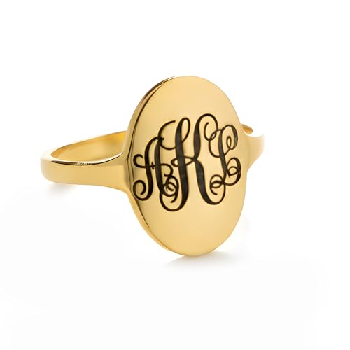 Sterling Silver Monogram Rings for Women Personalized Initial Signet Ring for Women, Christmas Gift for Her, Hidden Name Jewelry Custom Monogrammed Name