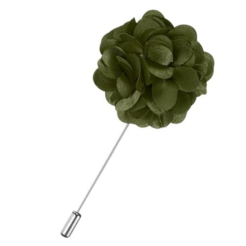 M METERXITY Flower Lapel Pins for Men, Boutonnieres Pin Camellia Flower Groom Boutonnieres for Wedding/Graduation - color: Army Green