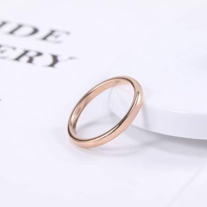 TRUMIUM 2mm 4mm 6mm 8mm Tungsten Wedding Band Ring for Men Women Silver/Rose Gold Plated/Rainbow/Gold Plated Domed High Polish Engagement Promise Rings Comfort Fit 4-15 - color: 2mm rose gold plated
