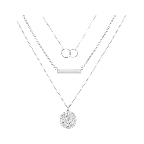 Necklace for Women with Circle and Bar Pendants Layered Jewelry Versatile Design - color: buckle