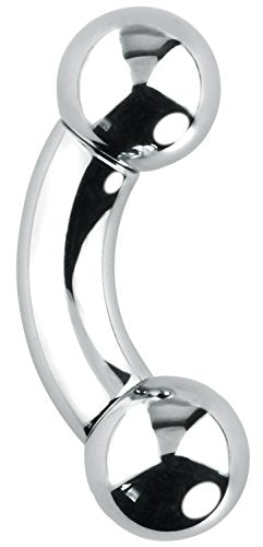 Forbidden Body Jewelry Curved Barbell Piercing Jewelry - 00GA-16GA Silver Eyebrow Piercing - Surgical Steel Snake Eye Frog Eyes Tongue Rings & Belly Rings for Women (6/14mm Bar, 3/12mm Balls) - style: 2GA, 12mm Length, 10mm Balls