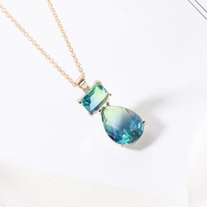 Elegant Wedding Bridal Crystal Teardrop Necklace Earrings Jewelry Set - style: necklace earrings set