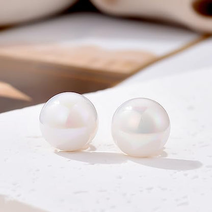 YOQUCOL Simulated Freshwater Pearl Clip On Earrings Not Pierced Elegant Stud Jewelry For Women - color: 20MM-AB Color