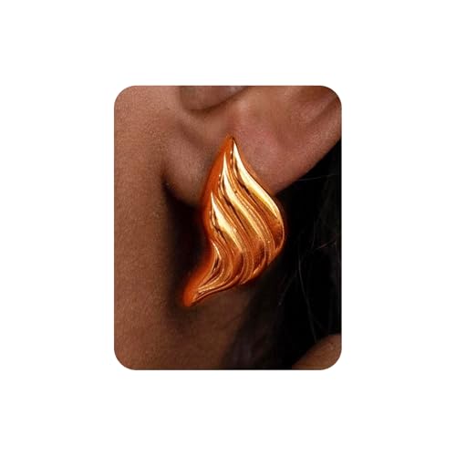 Gold Chunky Earrings for Women Trendy, 14K Gold Plated Dainty Kont Earrings Statement Minimalist Hypoallergenic Stud Earrings - color: Diana & Rose Gold