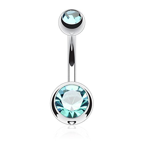 14GA Surgical Steel & Synthetic Opal Resin Belly Button Rings for Women | 3/8" Length, 5mm x 8mm Ball, Classic Look, Super High Quality - style: Titanium 6pcs AB, Blue, Clear, Pink, Aqua, Red