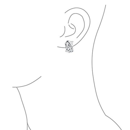 Bling Jewelry Casual Wide Criss Cross Clip On Earrings For Women Lightweight Non Pierced Ears Rhodium Plated Rose Yellow Gold Plated - color: Silver A