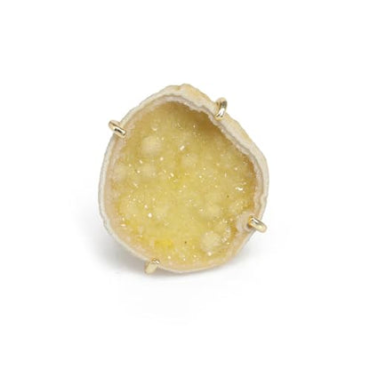 Elegant Geode Druzy Gemstone Statement Ring for Women, Adjustable Ring, Gold Plated Stone Size 20-25mm - color: Yellow, style: 1