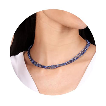Gempires Layered Beaded Gemstone Necklace for Women, Boho Choker Birthstone | Handmade layered beaded gemstone necklace — triple-strand choker in natural stones, boho statement layering