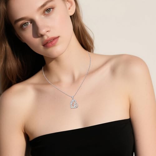 Heart Animal Necklace 925 Sterling Silver Cute Animal Pendant Jewelry Birthday Gifts for Women Girlfriend Mom Animal Lovers - style: 2 Bear
