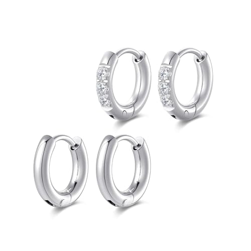 Small Hoop Earrings for Women, Stainless Steel Huggie Hoop earrings, 18G | 2/4/6 Pairs, 6mm/8mm/12mm Small Hoop Earrings, Lobe Helix Conch Tragus Daith Rook Cartilage Piercing Jewelry,Gold Silver - color: Silver-2 pairs-6mm