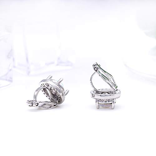 YOQUCOL 8MM Cubic Zirconia Crystal Clip On Stud Earrings Round Non Pierced Earrings for Women - color: Aurora Borealis