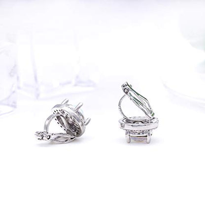 YOQUCOL 8MM Cubic Zirconia Crystal Clip On Stud Earrings Round Non Pierced Earrings for Women - color: Aurora Borealis