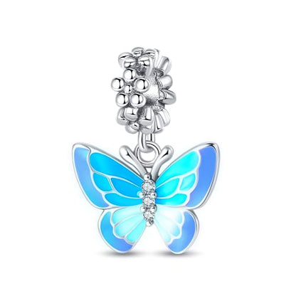 LNQOBU 925 Sterling Silver Charms Color-changing Chameleon Dangle Charm Beads Glow in the Dark Charme fits Pandora Bracelets and Necklace Jewelry Gift for Women - style: D-Glow in the dark Blue-Purple Butterfly Charms