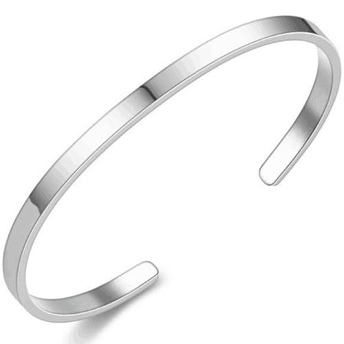 Jude Jewelers 4mm 6mm Width Stainless Steel Classic Simpe Plain Open Cuff Bangle Bracelet - color: 4mm-Silver