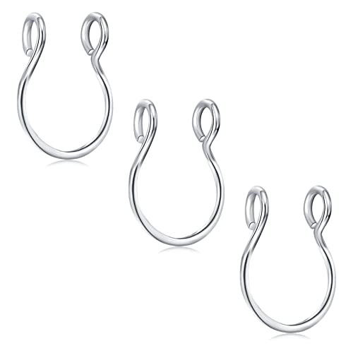 D.Bella Fake Septum Hoop 20G Faux Nose Piercing Hoop Clip on Nose Rings Non Piercing Fake Septum Lip Ear Ring Faux Body Piercing Jewelry for Women Men - color: Color B -silver