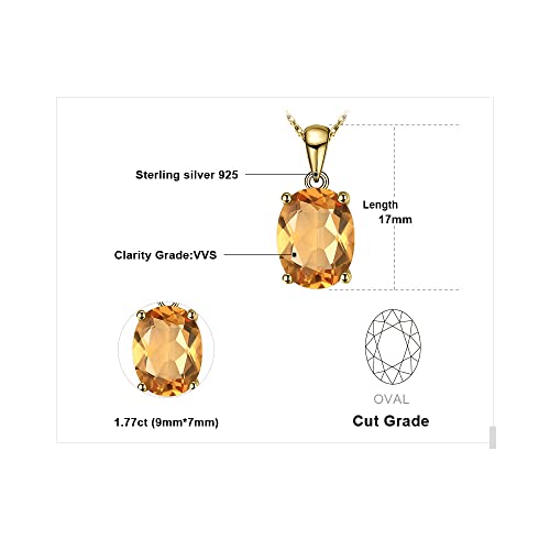 JewelryPalace Natural Gemstone Garnet Peridot Amethyst Citrine Blue Topaz Birthstone Solitaire Pendant Necklace Jewelry Set, 14k Gold Plated 925 Sterling Silver Necklaces for Women, 18 Inch Box chain - color: E-Yellow Gold Plated-Citrine