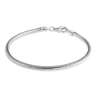 10pcs 7 inch Snake Chain Bracelet 3mm Sterling Silver plated Brass Compatible with European Pandora Beads Bracelet Necklace Jewelry Making CF177-1 - color: Silver, size: 7 inch - 10pcs
