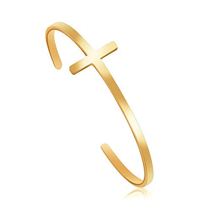 𝐂𝐫𝐨𝐬𝐬 𝐁𝐫𝐚𝐜𝐞𝐥𝐞𝐭 Religious Cuff Bangle 𝐁𝐢𝐛𝐥𝐞 𝐕𝐞𝐫𝐬𝐞 Christian Gifts Jewelry for 𝐖𝐨𝐦𝐞𝐧 - style: Gold blank cross cuff