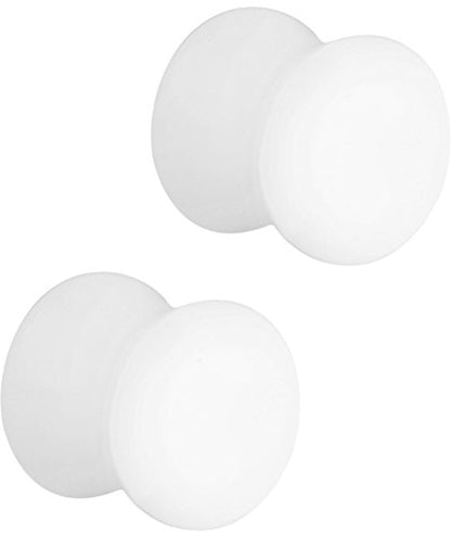 Forbidden Body Jewelry 8mm - 14mm Acrylic Ear Gauges, Solid Double Flared Saddle Plug Earrings Sold in Pairs - style: 12mm (1/2 Inch)White