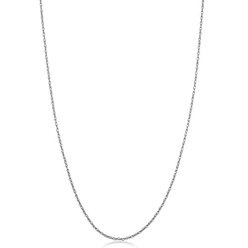 Kooljewelry Womens Classic Rope Chain - 14k White Gold Barely-There Necklace Thin Lightweight - size: 16 inch, style: 0.9 mm wide
