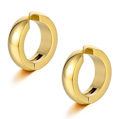 SIISPRI Stainless Steel Mens Womens Clip On Earrings Hoop Huggie Non-Piercing - color: Gold